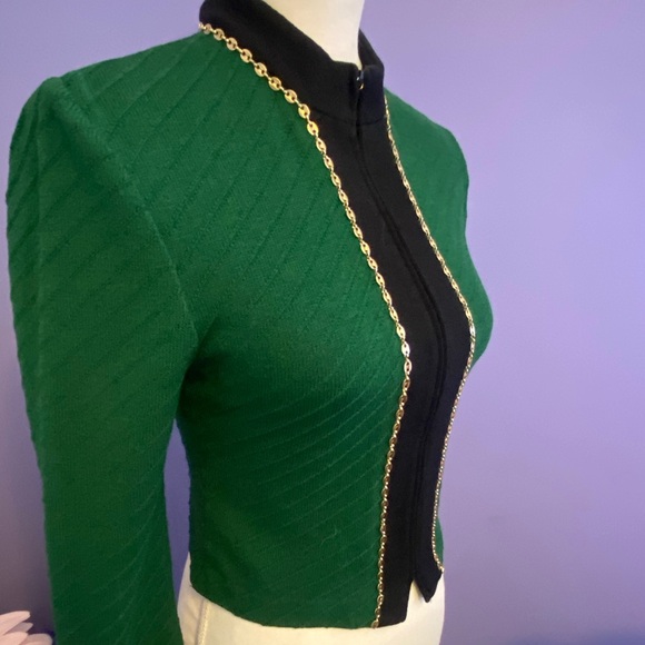 St John Collection Jacket sz
2 Green/Black Marie Grey Santana Knit Blazer - Picture 4 of 10